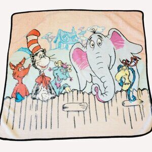 RARE Dr. Seuss Fleece Blanket Featuring Horton The Elephant Fox Cat in The Hat